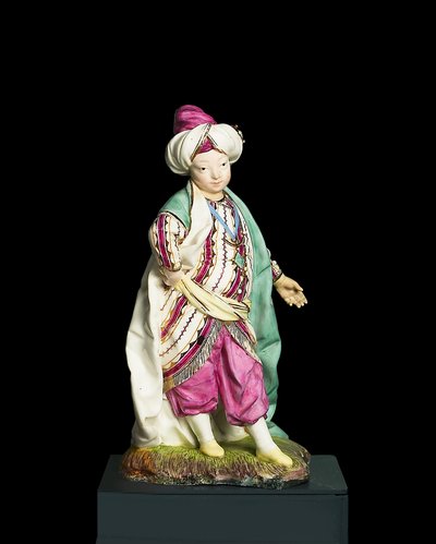 Jongen verkleed als sultan, Hochst Manufactory door Johann Peter Melchior