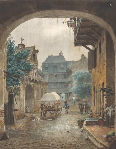 Uitzicht op de binnenplaats van een herberg in Colmar, 1821-77 door Johann Philipp Eduard Gartner