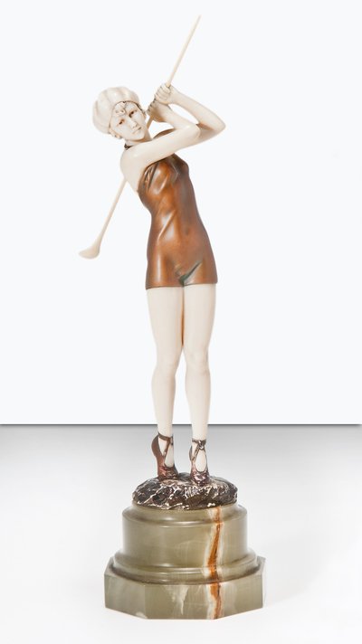 Golfer in Badkostuum, ca. 1925 door Johann Philipp Ferdinand Preiss