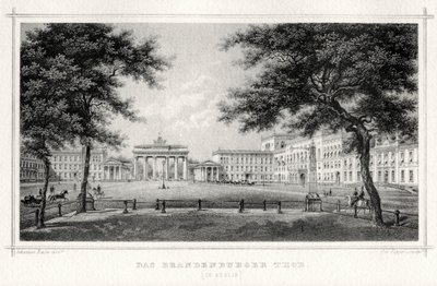 De Brandenburger Tor, Berlijn, 19e eeuw door Johann Poppei
