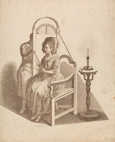 Kunstenaar tekent het silhouet van een vrouw door Johann Rudolph Schellenberg