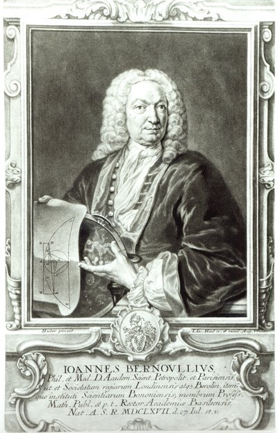 Portret van Jean Bernoulli door Johann Rudolph the Elder Huber