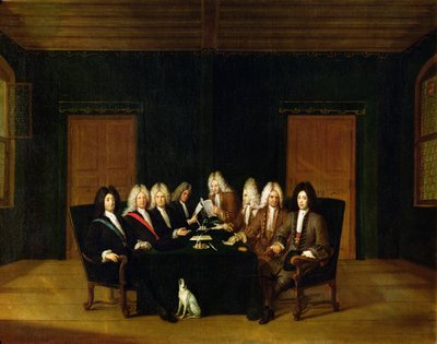De Plenipotentiaries op het Congres van Baden, september 1714 door Johann Rudolph the Elder Huber