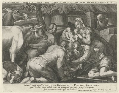 Aanbidding der herders door Johann Sadeler (I)