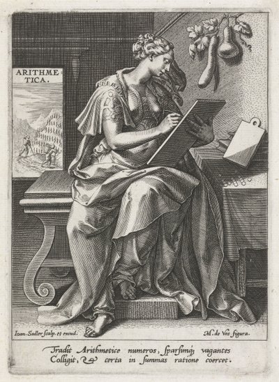 Aritmetica (De zeven vrije kunsten) door Johann Sadeler (I)