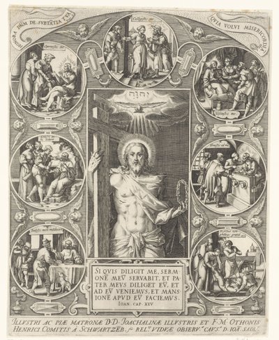 Christus en de werken van barmhartigheid door Johann Sadeler (I)