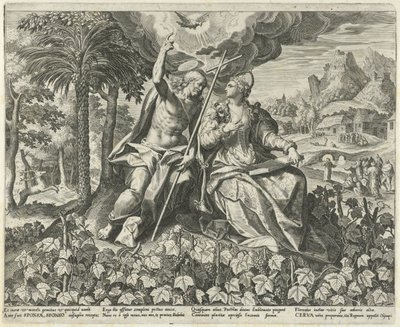 Christus en zijn bruid in een wijngaard door Johann Sadeler (I)