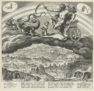 De planeet Saturnus en zijn invloed op de wereld door Johann Sadeler (I)