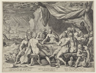 De zondige mensheid vóór de zondvloed door Johann Sadeler (I)
