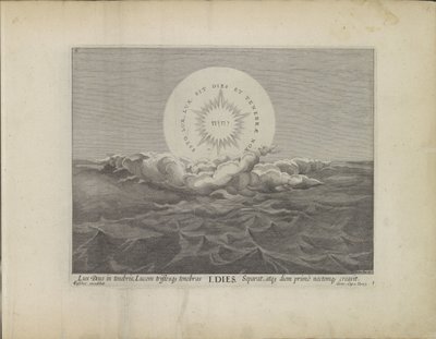 Eerste scheppingsdag: scheiding van licht en duisternis door Johann Sadeler (I)