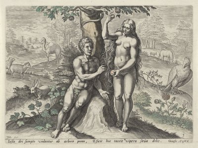 Eva verleidt Adam door Johann Sadeler (I)