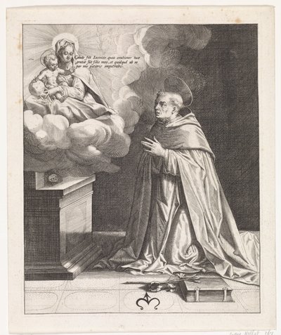 Heilige Hyacinthus aanbidt Maria met het Christuskind door Johann Sadeler (I)