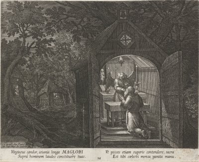 Heilige Maglor als kluizenaar door Johann Sadeler (I)