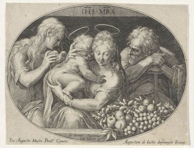 Heilige familie met de heilige Anna door Johann Sadeler (I)