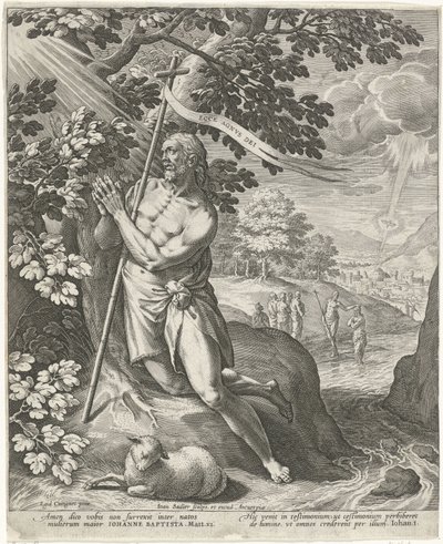 Johannes de Doper in de woestijn door Johann Sadeler (I)