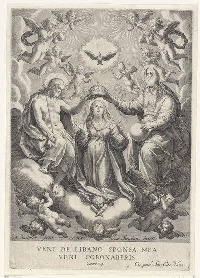 Kroning van Maria met engelenscharen door Johann Sadeler (I)