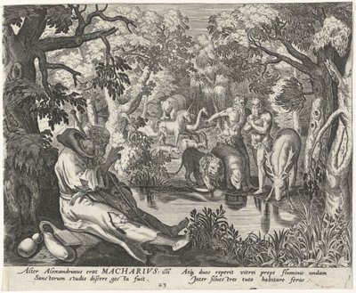 Macarius van Alexandrië als kluizenaar door Johann Sadeler (I)