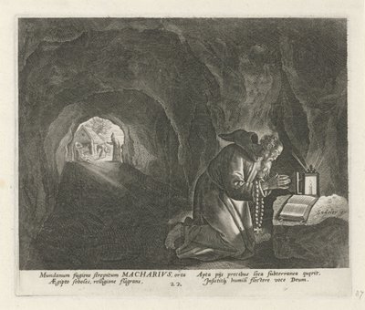 Macarius van Egypte als kluizenaar door Johann Sadeler (I)