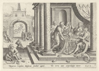 Plaag van de kikkers en van de muggen door Johann Sadeler (I)