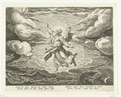 Schepping van de lucht en het water door Johann Sadeler (I)