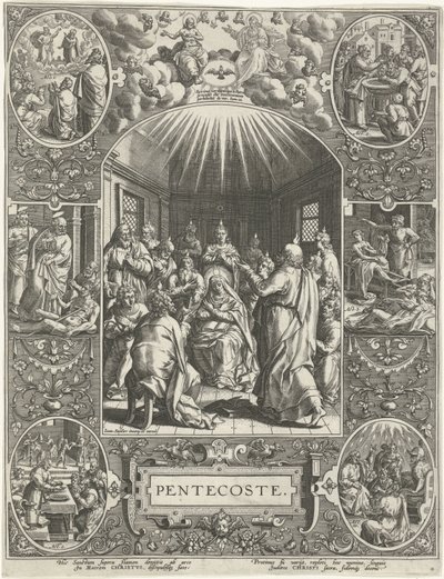 Uitstorting van de Heilige Geest: Pinksteren door Johann Sadeler (I)
