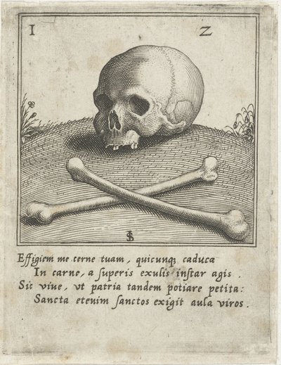 Vanitasvoorstelling met een schedel en twee beenderen door Johann Sadeler (I)