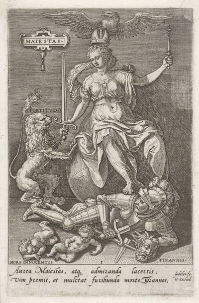 Waardigheid overwint Tirannie (Majestas) door Johann Sadeler (I)