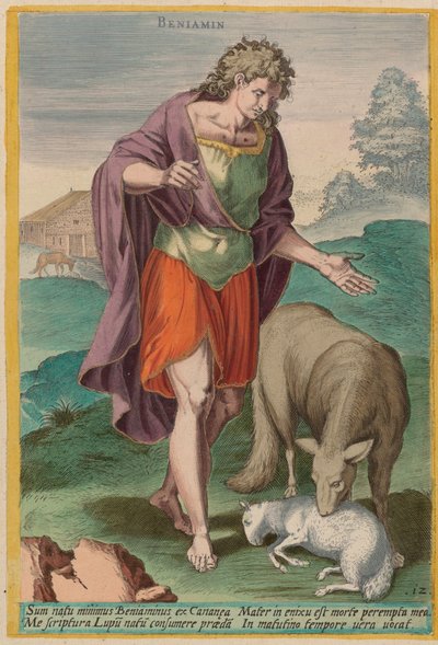 Benjamin, ca. 1585 door Johann Sadeler I