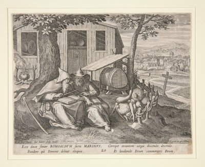 Heiligen Romualdus en Marinus (uit Oraculum Anachoreticum, 20) door Johann Sadeler I