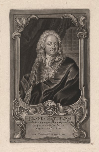 Johann Mattheson, gegraveerd door Johann Jakob Haid (1704-67), c.1744 door Johann Salomon Wahl