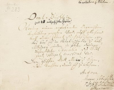 Titelpagina van Orgelbüchlein. Circa 1700-1719 door Johann Sebastian Bach
