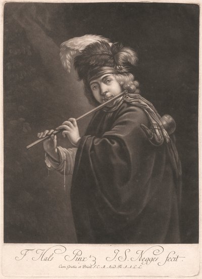 Jongen die een Fluit Speelt door Johann Simon Negges
