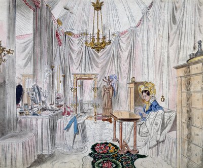 Kleedkamer van keizerin Carolina Augusta in kasteel van Wenen, aquarel op papier door Johann Stephan Decker (1784-1844) door Johann Stephan Decker