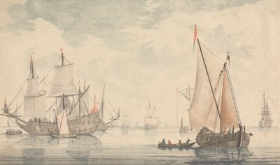 Kastelen, Ruïnes en Zeegezichten - Zes Gekleurde Gravures door Johann Teyler