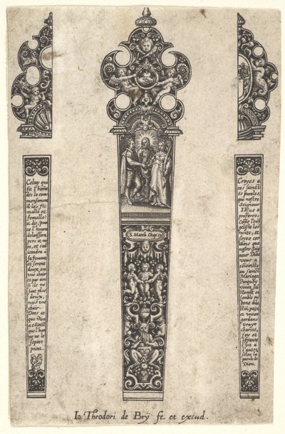 Ontwerp voor meshandvat ter herdenking van een huwelijk door Johann Theodor de Bry