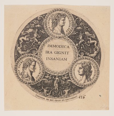 Immodica Ira Gignit Insaniam, Ontwerp voor interieurs van Tazze door Johann Theodor de Bry