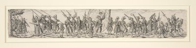 Marcherende soldaten met een vaandeldrager door Johann Theodor de Bry