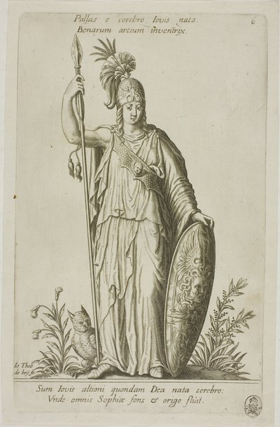 Pallas Athena, plaat 6 van Parnassus Biceps door Johann Theodor de Bry