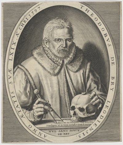Portret van Theodor de Bry 1528-1598, ca. 1597 door Johann Theodor de Bry