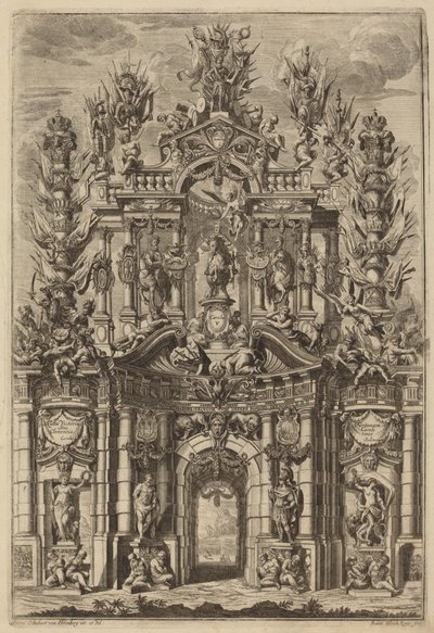 Triomfboog voor Karel V door Johann Ulrich Kraus, after Peter Schubert von Ehrenberg