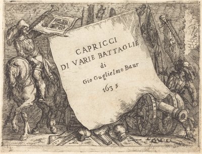 Capricci di varie battaglie Titelpagina, 1635 door Johann Wilhelm Baur