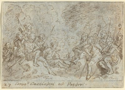 Koor van Jagers en Herders door Johann Wilhelm Baur
