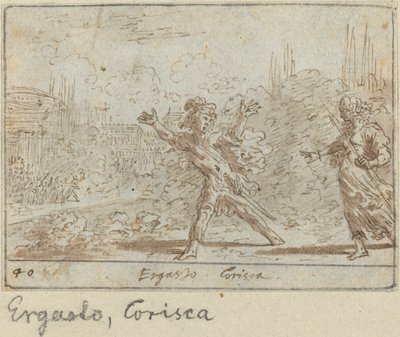 Ergasto en Corisca door Johann Wilhelm Baur