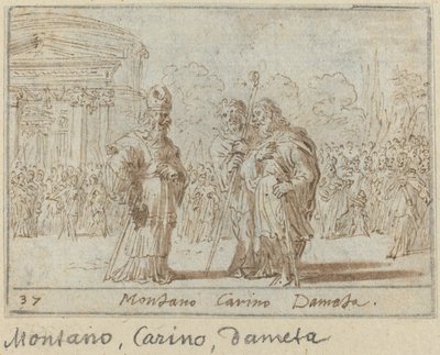 Montano, Carino en Dameta door Johann Wilhelm Baur