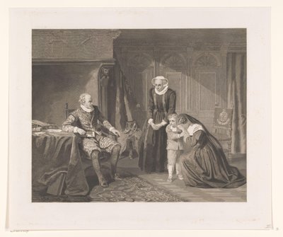 De moeder, vrouw en zoon van Reinier van Oldenbarnevelt smeken Maurits om genade, 1623 door Johann Wilhelm Kaiser (I)