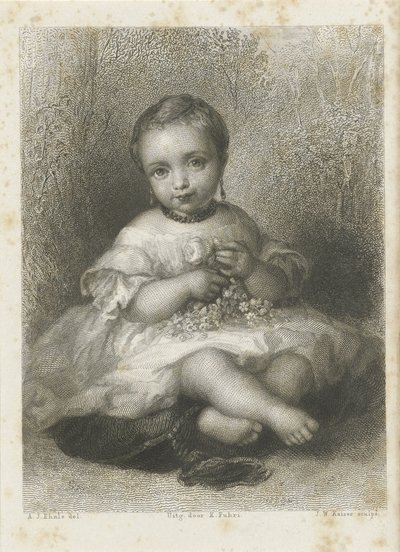 Portret van een onbekend meisje door Johann Wilhelm Kaiser (I)