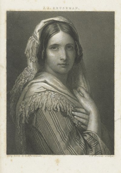 Portret van een onbekende vrouw door Johann Wilhelm Kaiser (I)