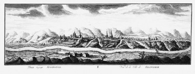 Uitzicht op Krasnoyarsk, ca. 1735 door Johann Wilhelm Lürsenius