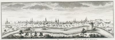 Uitzicht op Yeniseysk, ca. 1735 door Johann Wilhelm Lürsenius