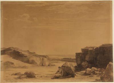Hagar in de woestijn (Genesis 21, 16) door Johann Wilhelm Schirmer